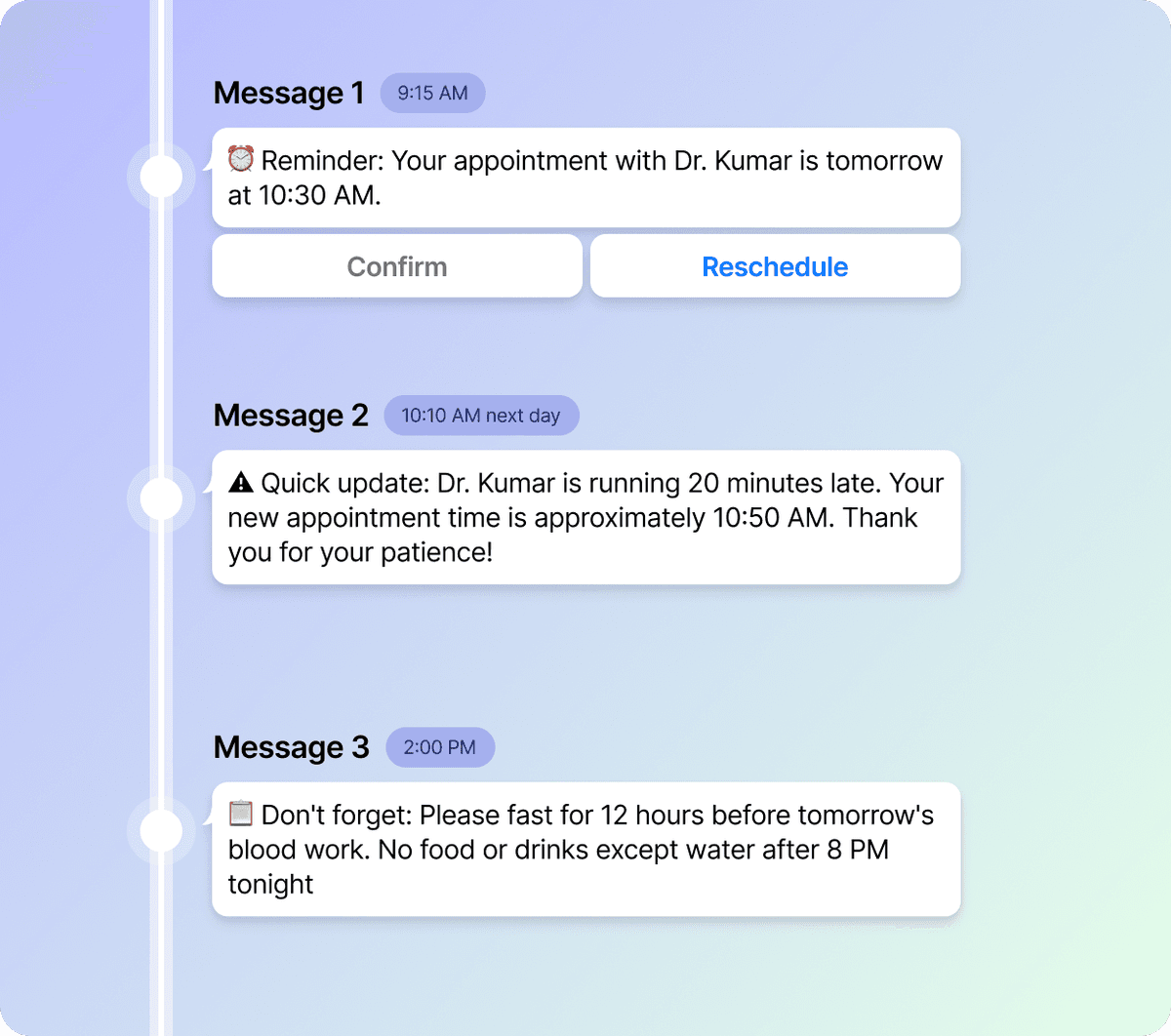 Real-time notifications that keep patients informed