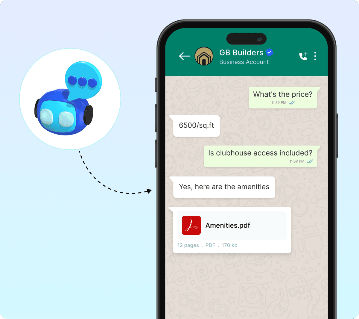 Common buyer questions get handled 24/7 automatically