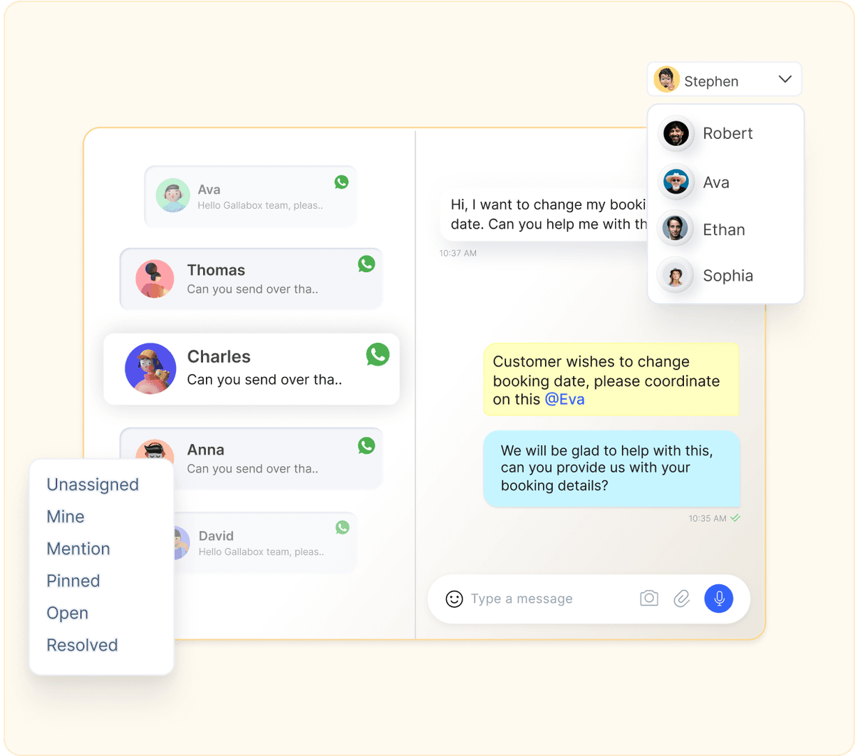 One WhatsApp account, multiple team members